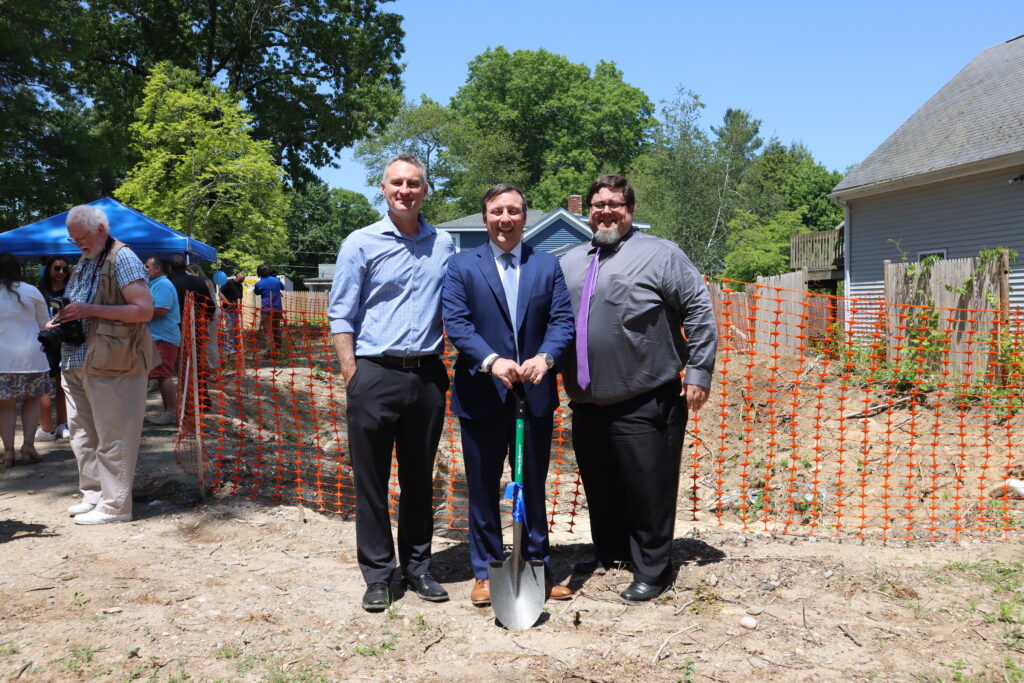 Keches Law Group leaders celebrate the groundbreaking on a new Old Colony Habitat for Humanity build in Norton.