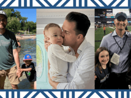 This image depicts 3 side-by-side photos of Keches Law Group employees with their children. The picture on the right includes Content Writer Mark Burridge and his two young sons. The middle picture includes Attorney Jeff Falvey and his infant son. The picture on the right shows Chief Operating Officer Tim Blacquier with his wife and their two young daughters.
